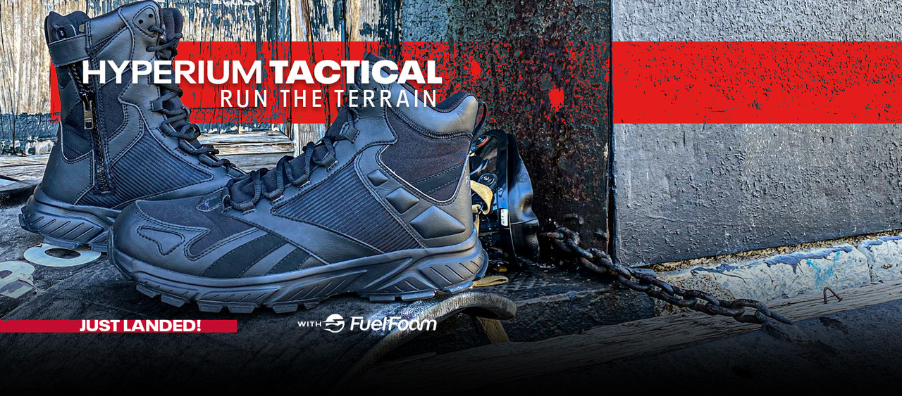 Reebok Hyperium Tactical black boots. Run the terrain. These boots just landed. Buy now!